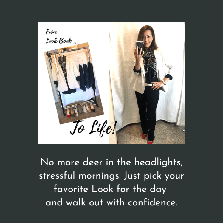 Picture of woman and closet.